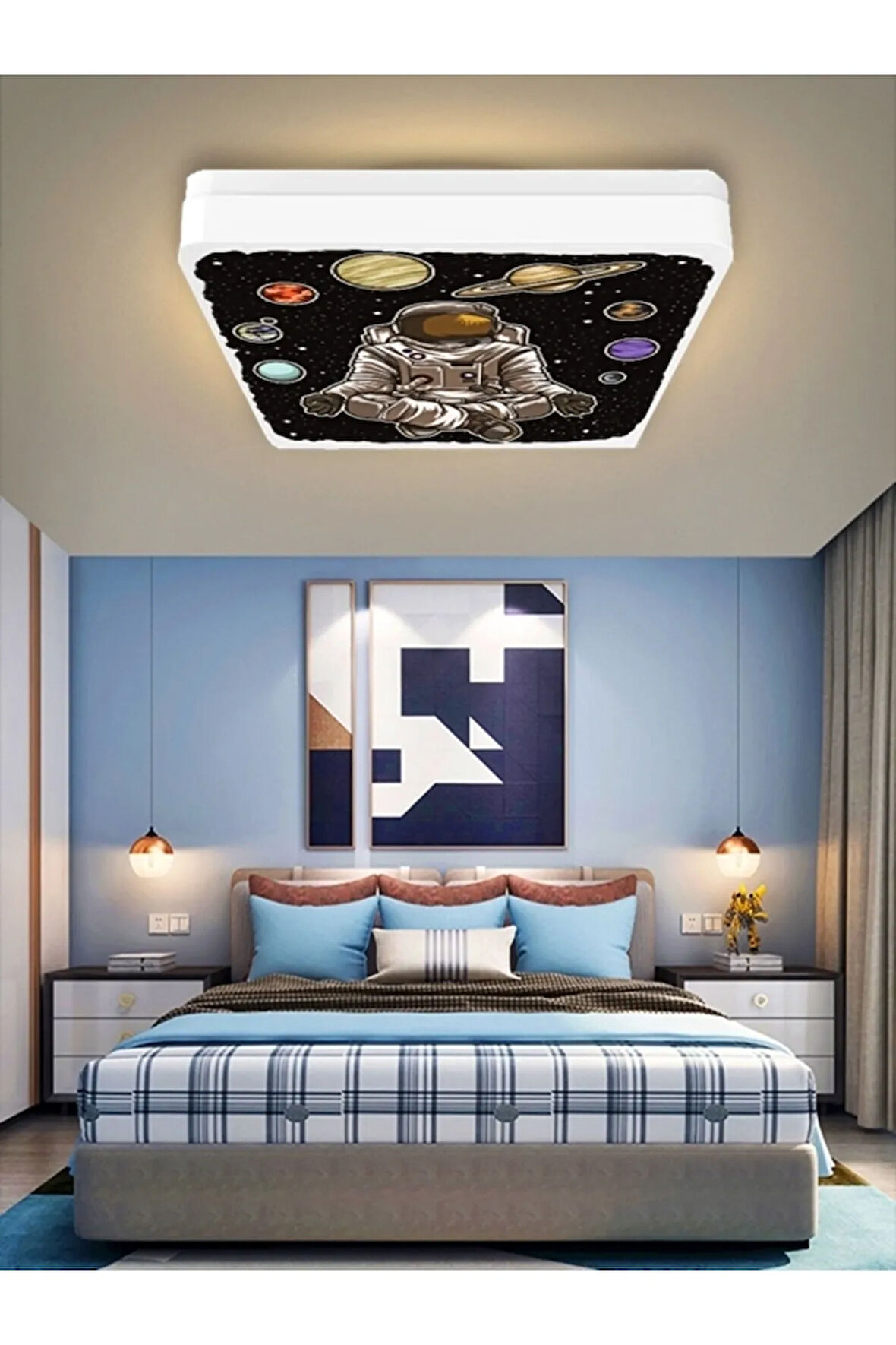 Astronot Avize-led Avize-25watt-30cm X 30cm, Çocuk Odası Avize, Avize Modelleri,space Avize-astronot