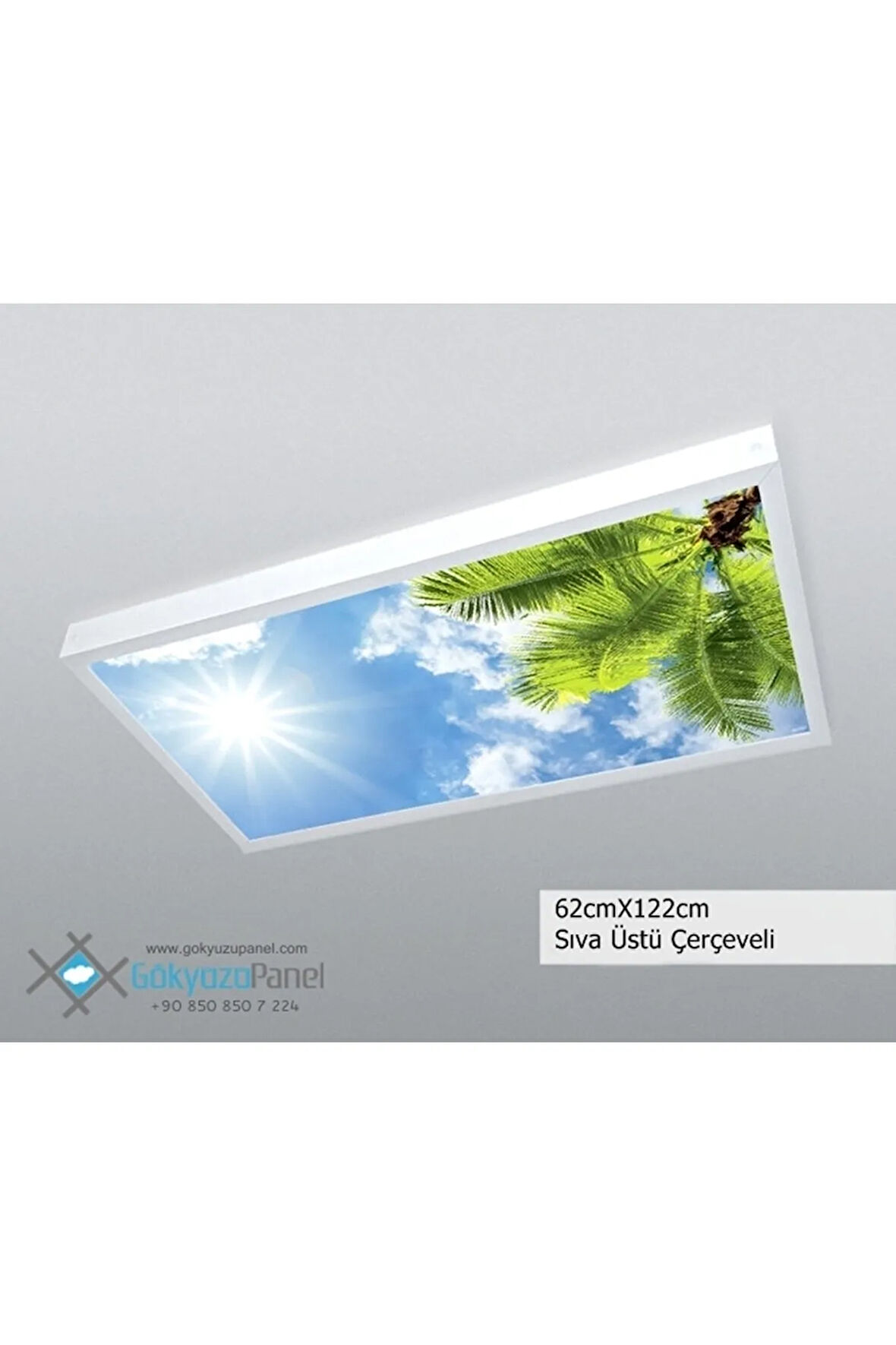 60x120 Gökyüzü Panel Avize, 106watt Led, Sıva Üstü, Kolay Montaj Led Panel, Palmiye Avize