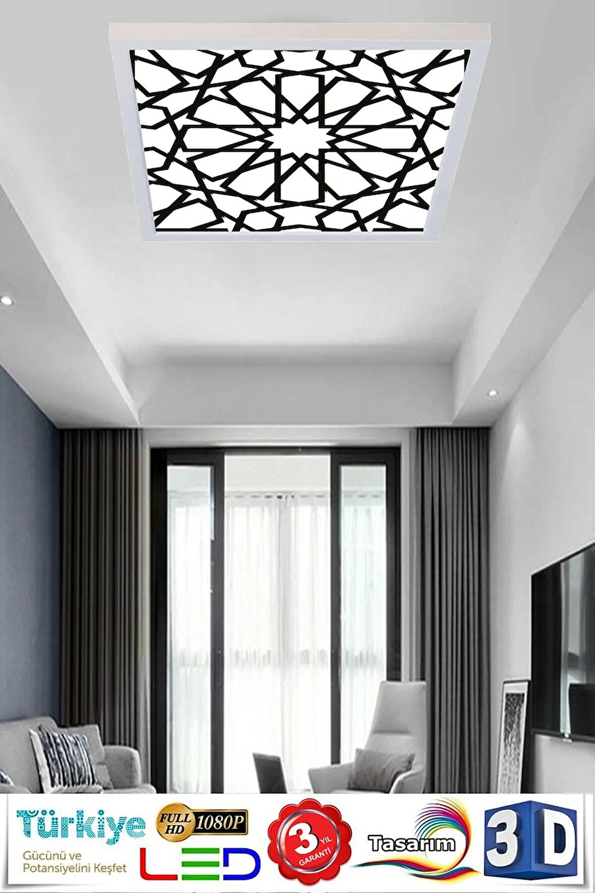 Selçuklu Desen 54w Yeni Nesil Aydınlatma 60x60 Led Avize