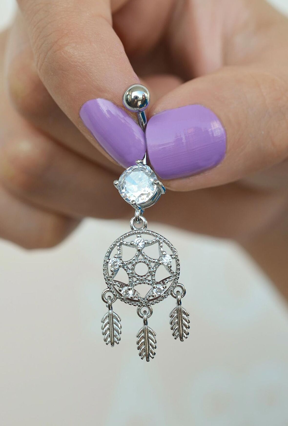 Çelik Düş Kapanı Model Göbek Piercing Gümüş Renk