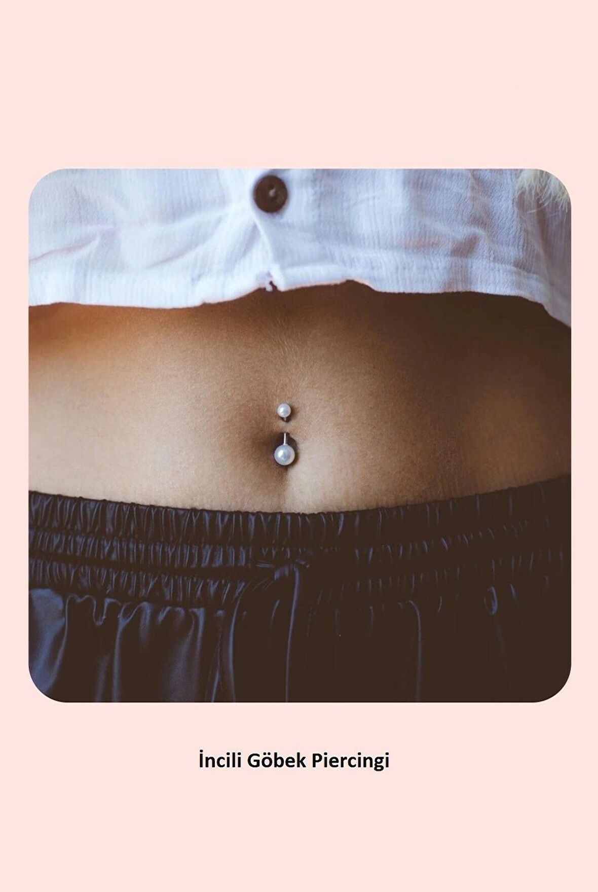 İncili Göbek Piercingi Çelik Gümüş Renkli Top İnci