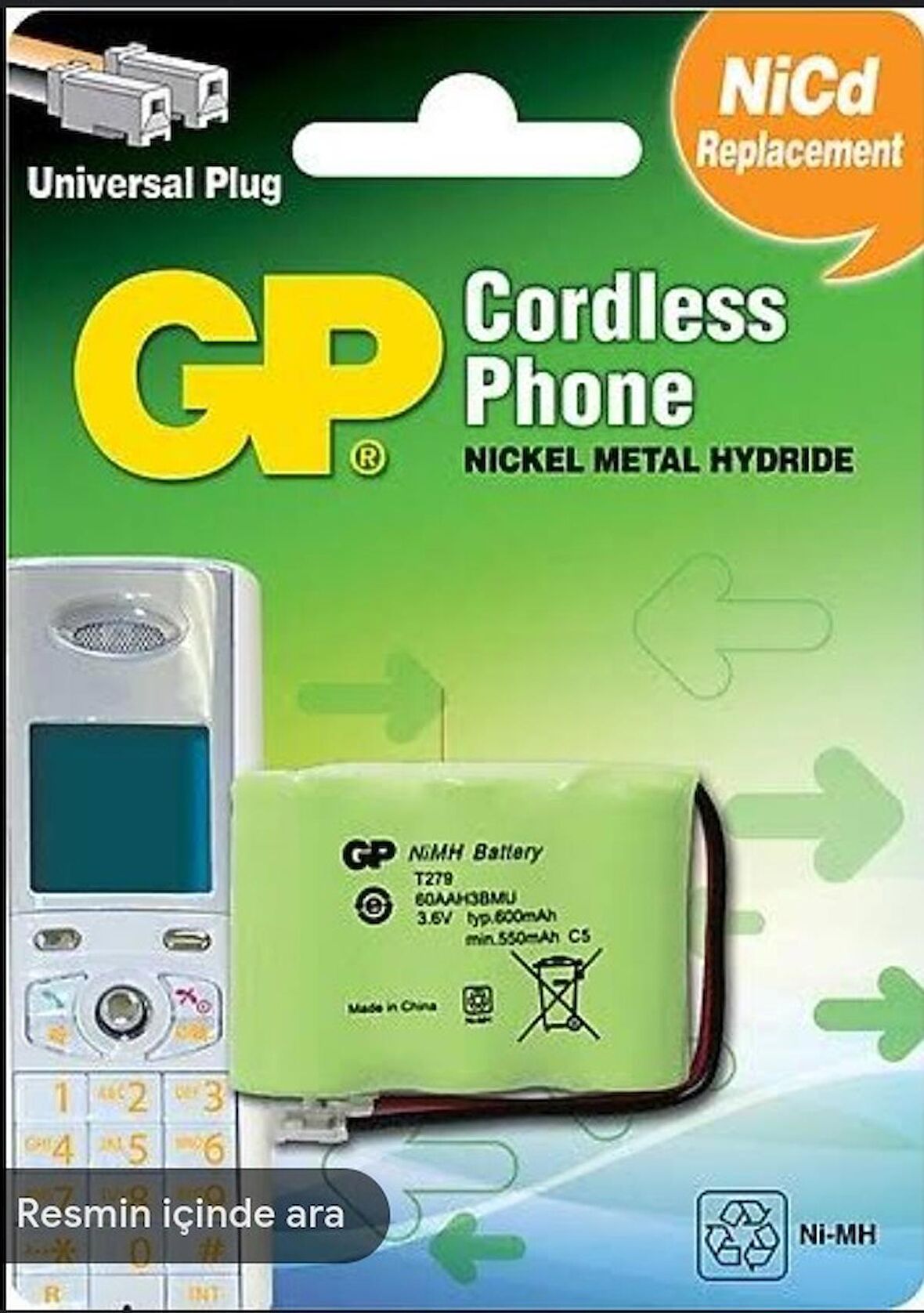 GP Batteries T279 600mAh 3.6V 3'lü Kısa Telsiz Telefon Pili