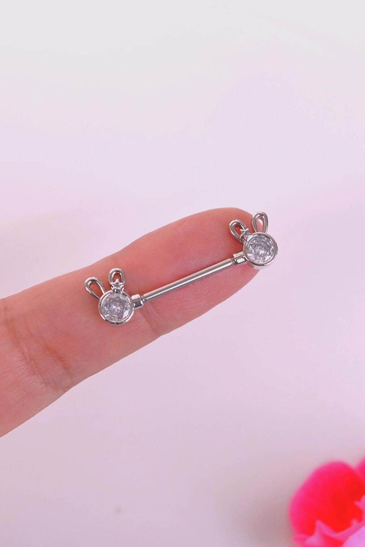 Tavşan Kulak Nipple Piercing Mini Yıldızlı Tavşan Kulak Meme Ucu Piercingi