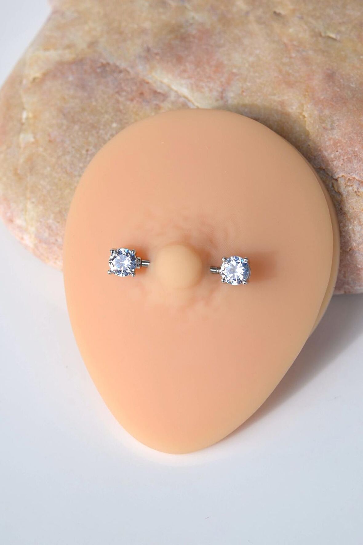 Tektaşlı Nipple Piercing Taşlı Meme Ucu Piercingi 16 mm