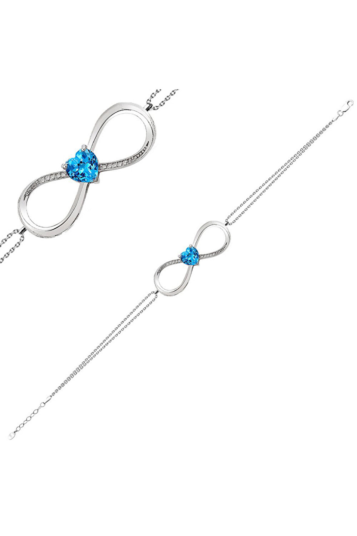 925 Ayar Topaz Aşkımız Sonsuz Pırlanta Bileklik (GPB0020)