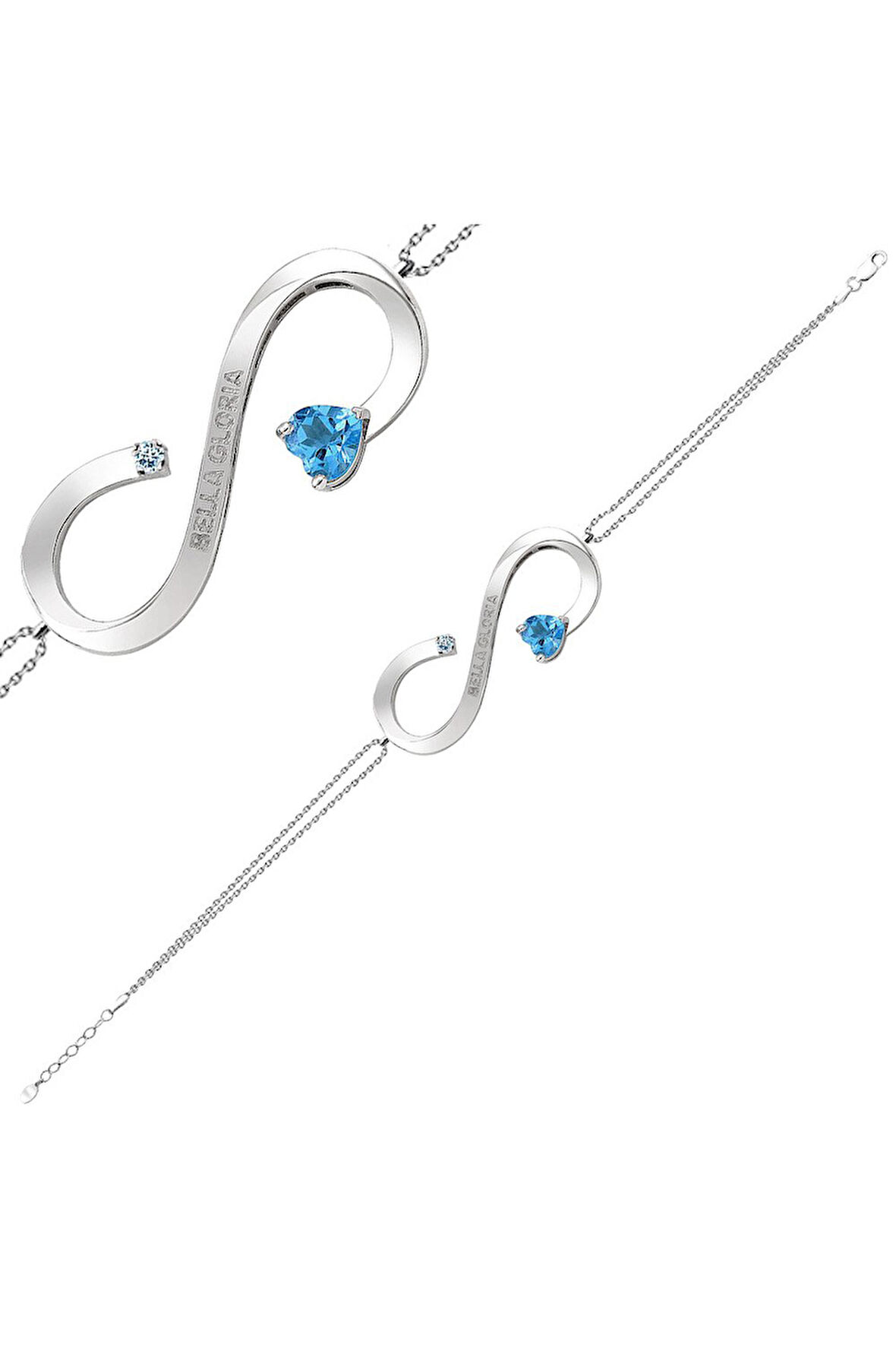 925 Ayar Topaz Sonsuzda Beraber Pırlanta Bileklik (GPB0023)