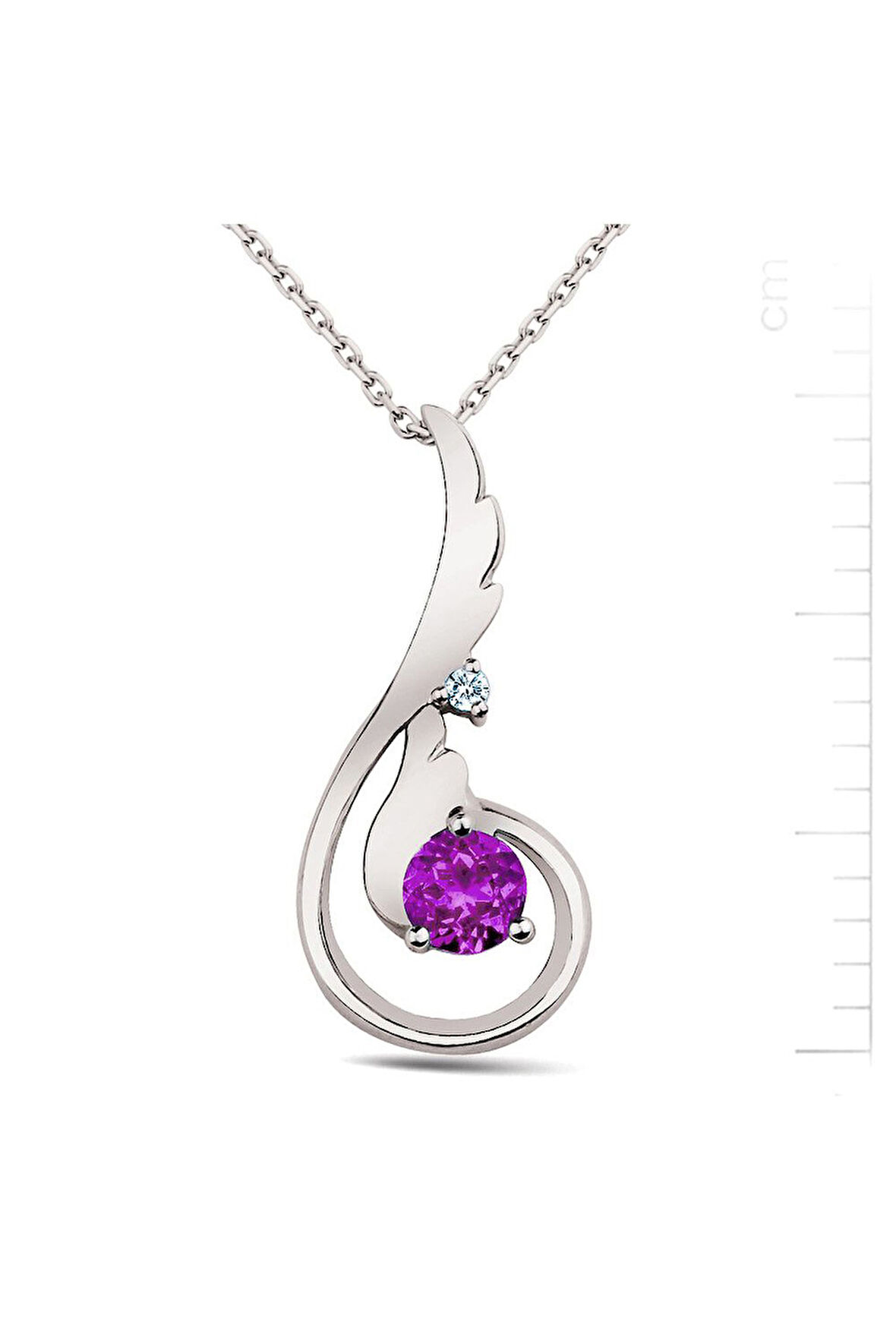 925 Ayar Pırlanta Ametist Melek Kanadı Kolye (GPK0002)