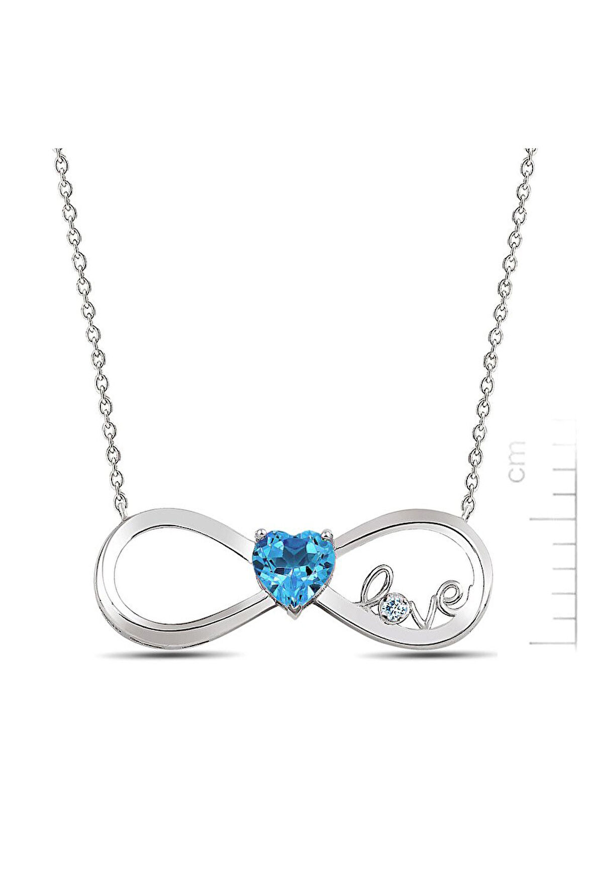 925 Ayar Mavi Topaz 'Sonsuz Aşkıma' Pırlanta Kolye (GPK0014)