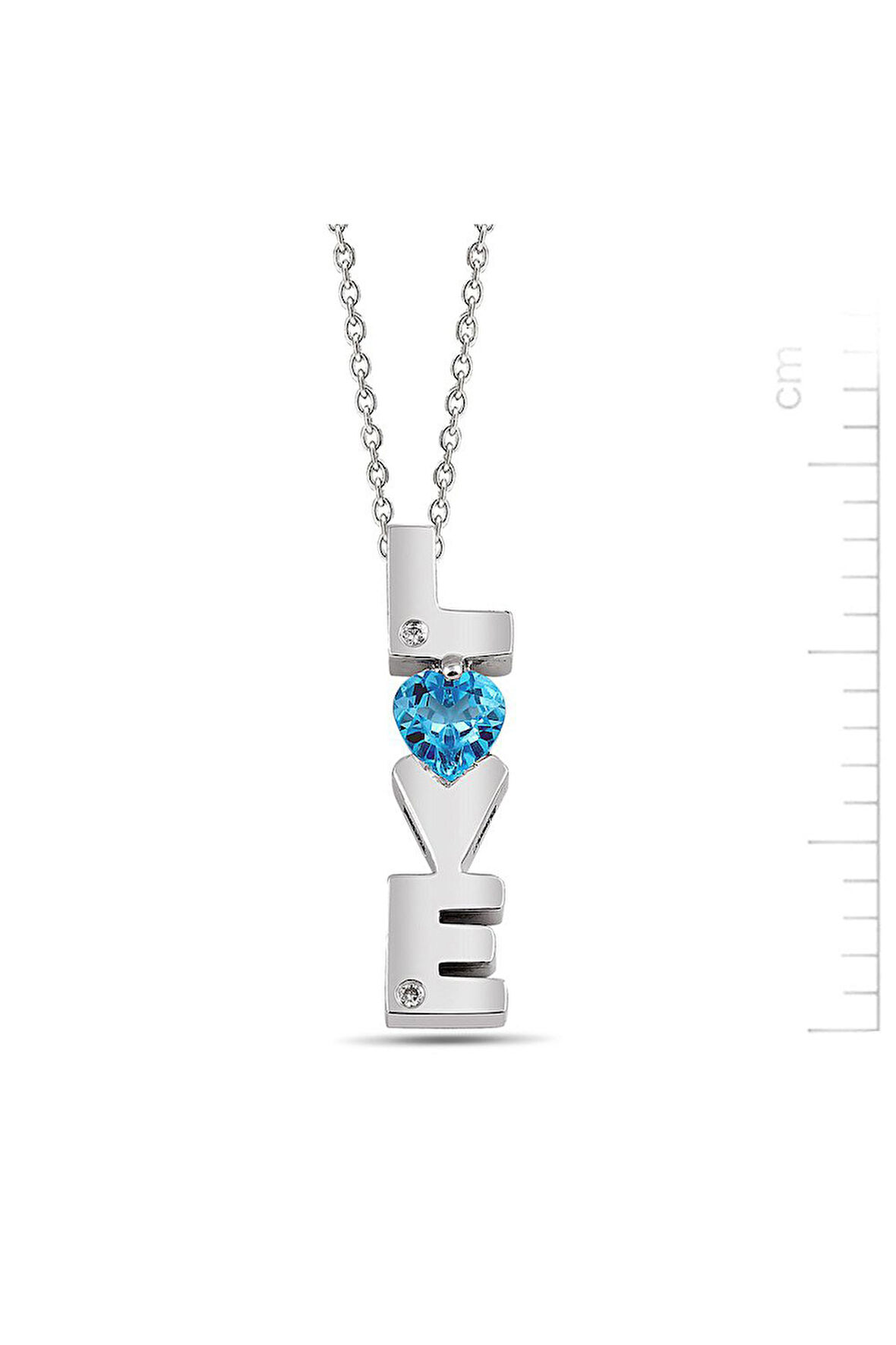 925 Ayar Mavi Topaz 'Tek Aşkımsın' Pırlanta Kolye (GPK0017)