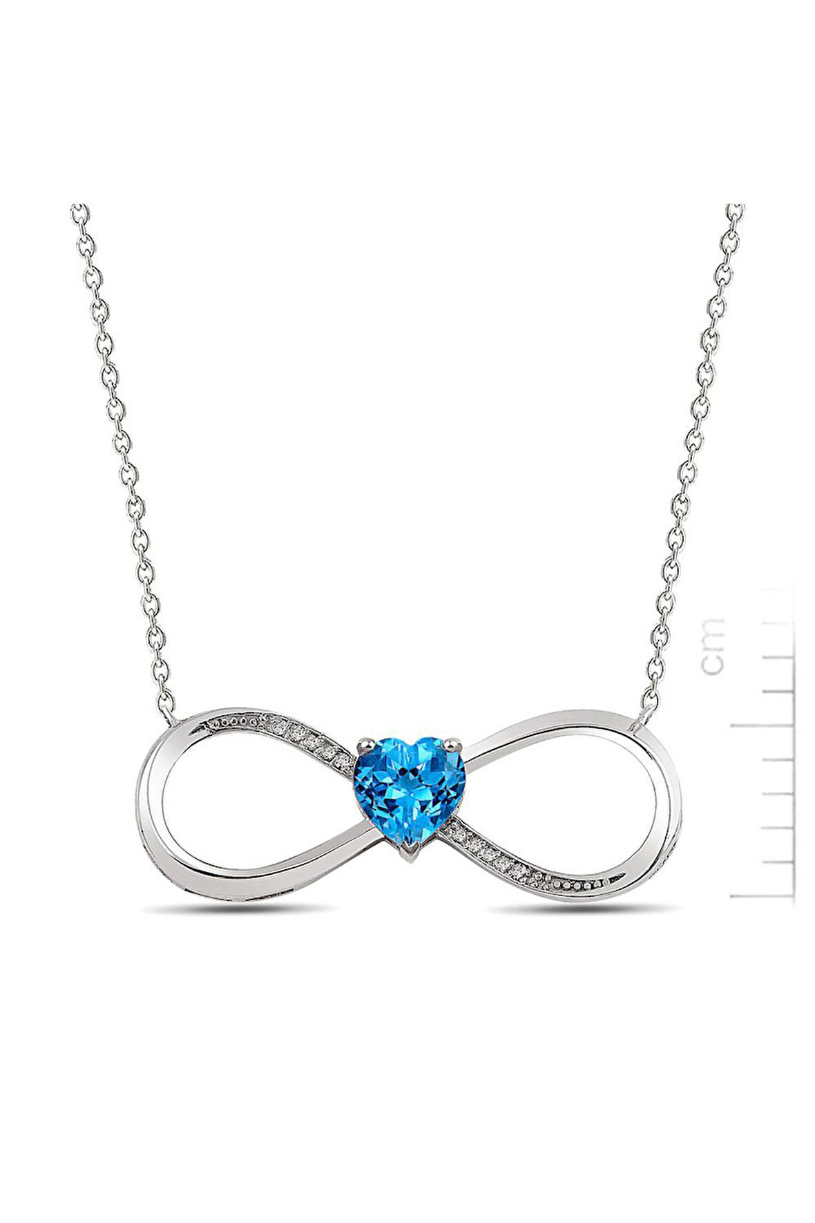 925 Ayar Mavi Topaz 'Aşkımız Sonsuz' Pırlanta Kolye (GPK0020)