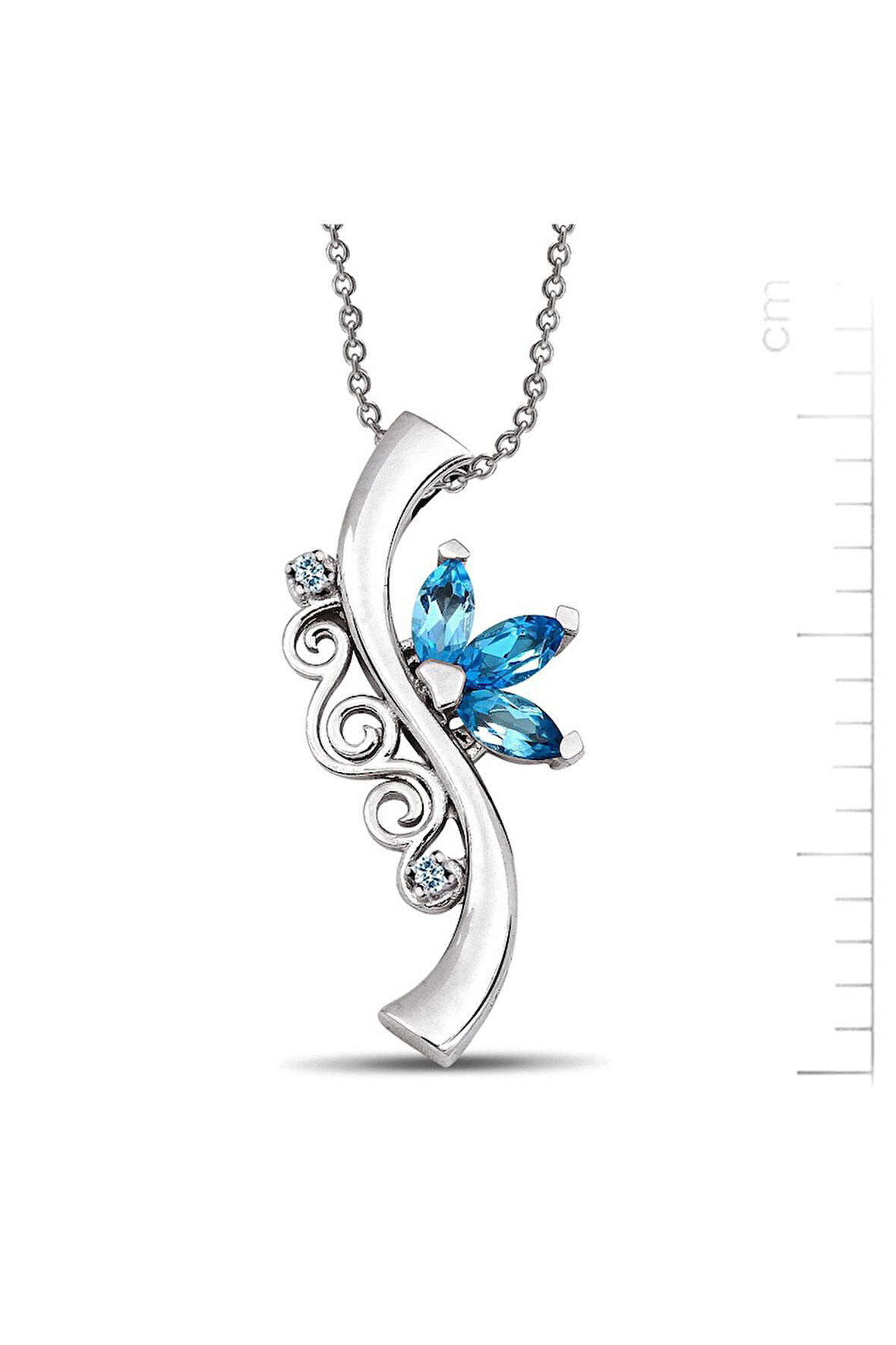 925 Ayar Pırlanta Yolculuk Mavi Topaz Kolye (GPK0040)