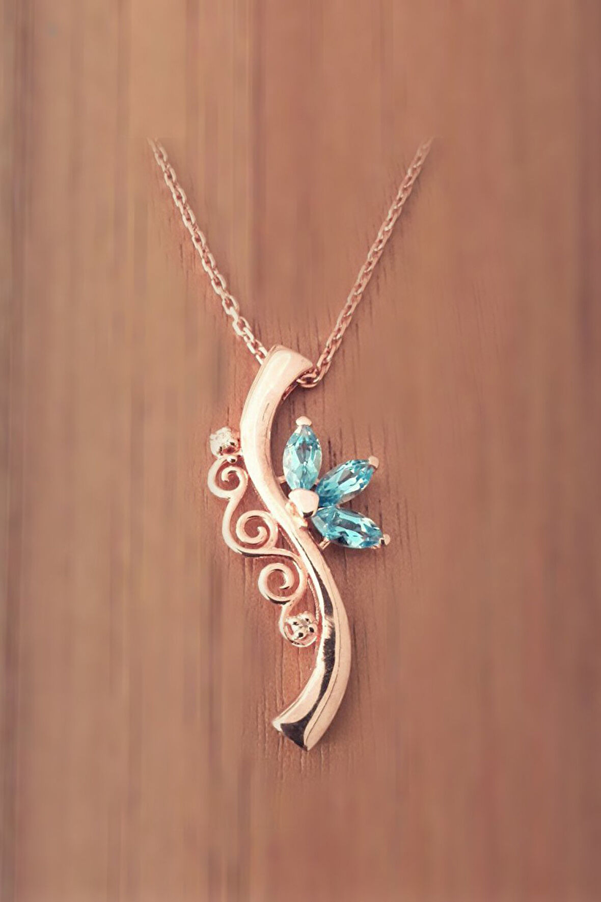 925 Ayar Söğüt Dalı  Pırlanta Kolye (GPK0048)