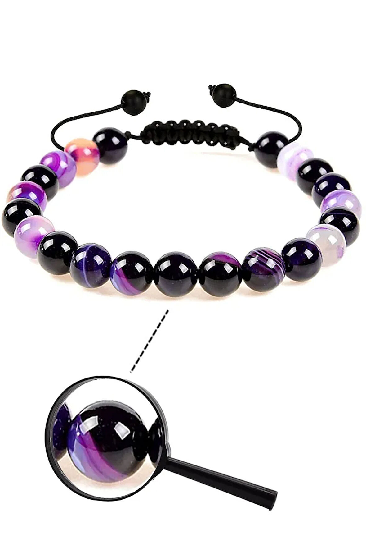 Sertifikalı Doğal Mor Akik Taşı Doğal Taş Bileklik