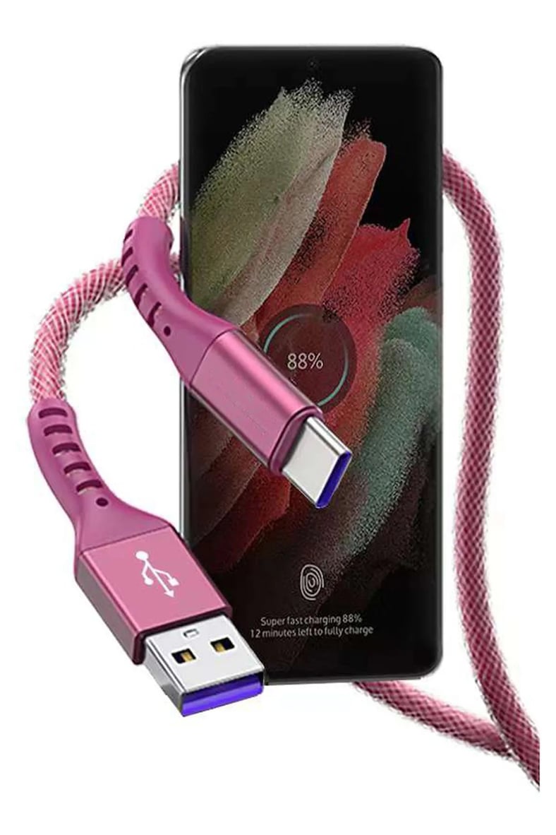 Huawei Nova 5T 9 Pro 9 Se Y72 Y90 Y91 Uyumlu Type-C Hızlı Şarj Kablosu 5A Pembe