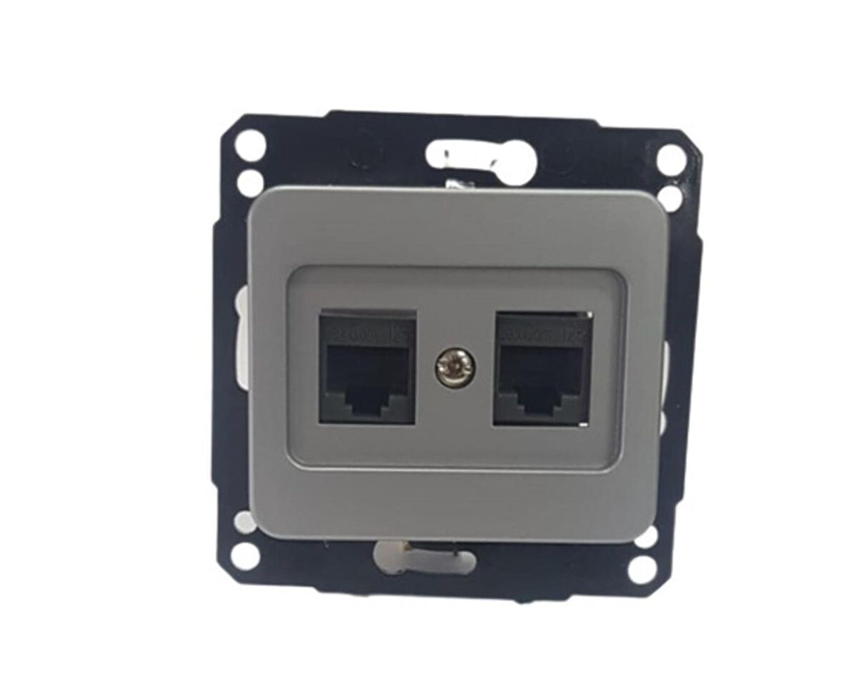 KELEBEK METALİK GRİ 2XRJ45 PRİZ (10ADET) METESAN