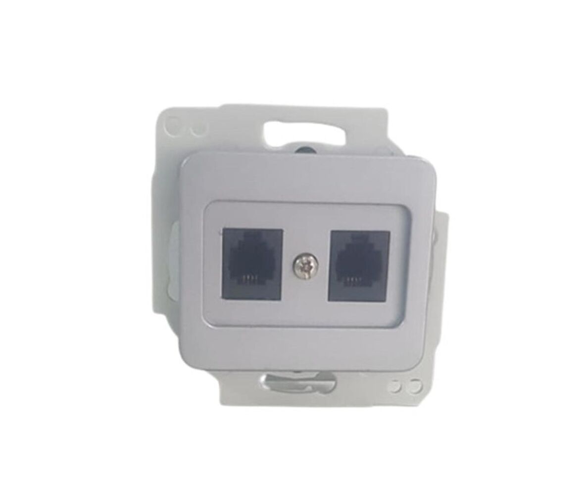 KELEBEK METALİK GRİ 2XRJ11 TELEFON PRİZ (11ADET) METESAN