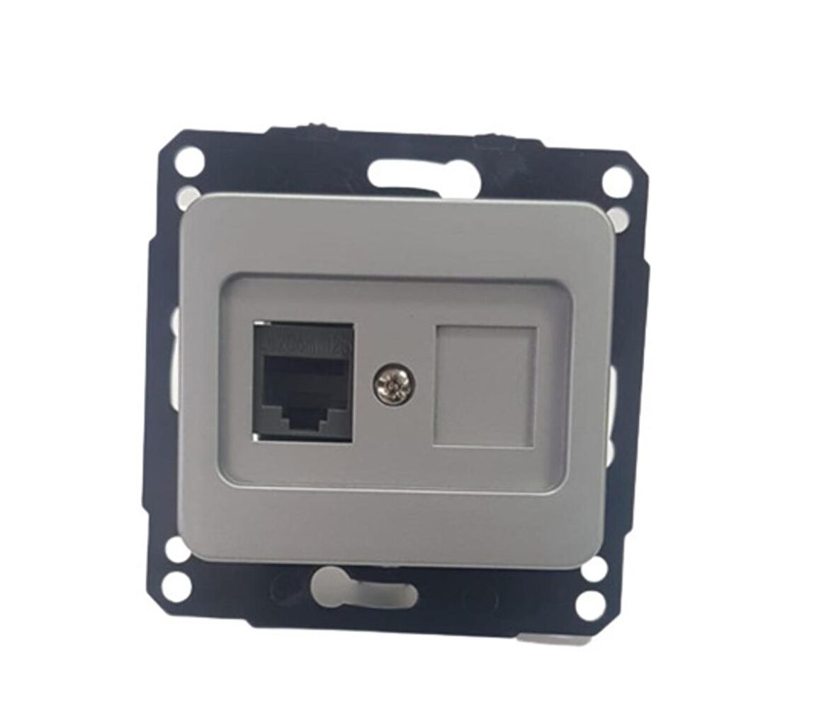 KELEBEK METALİK GRİ 1XRJ45 PRİZ METESAN
