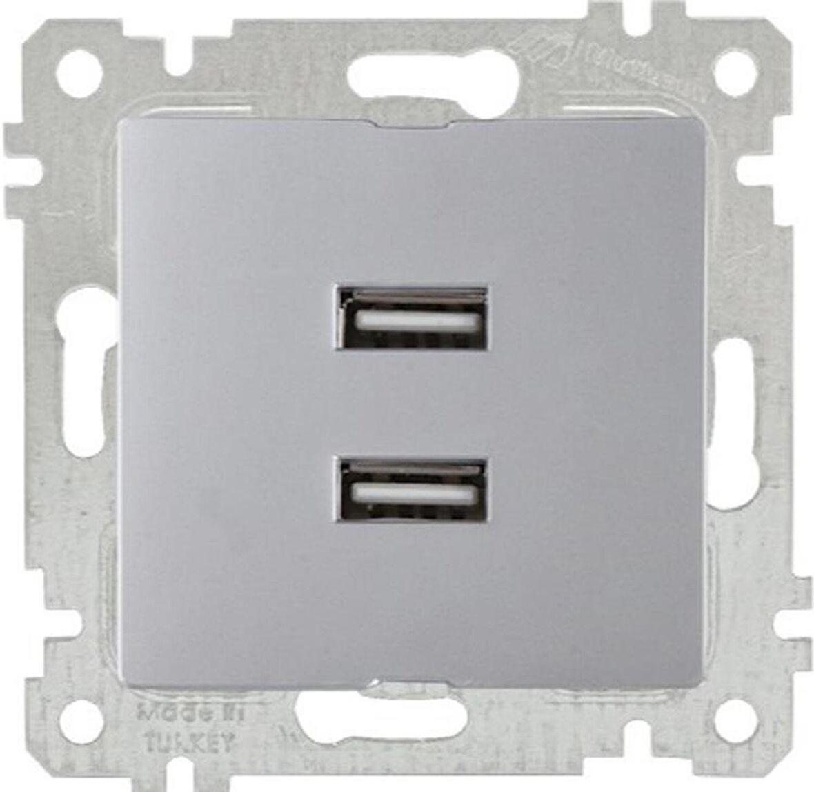 RİTA INOX MEK+TUŞ İKİLİ USB ŞARJ PRİZİ MUTLUSAN
