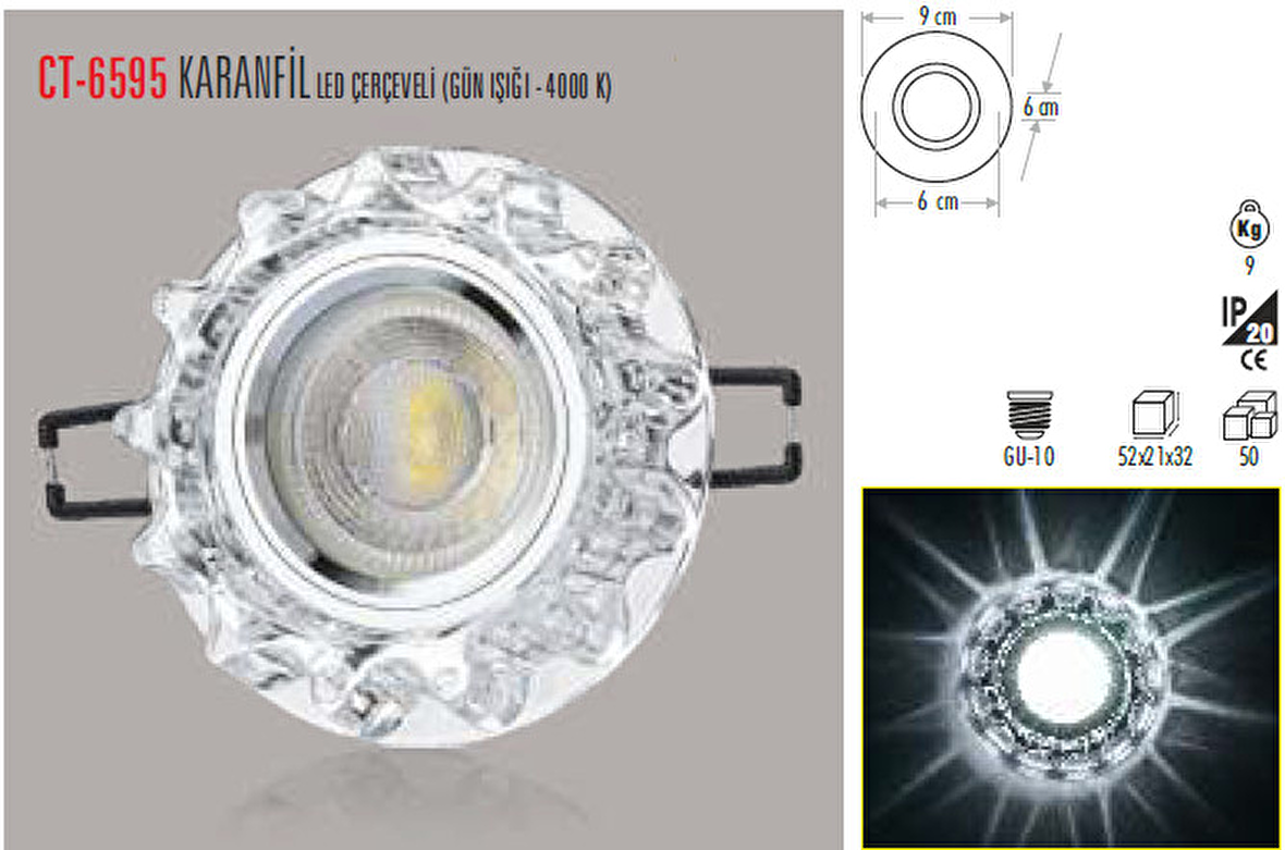 CT-6595 KARANFİL CAM SPOT(AMPULSUZ) CATA