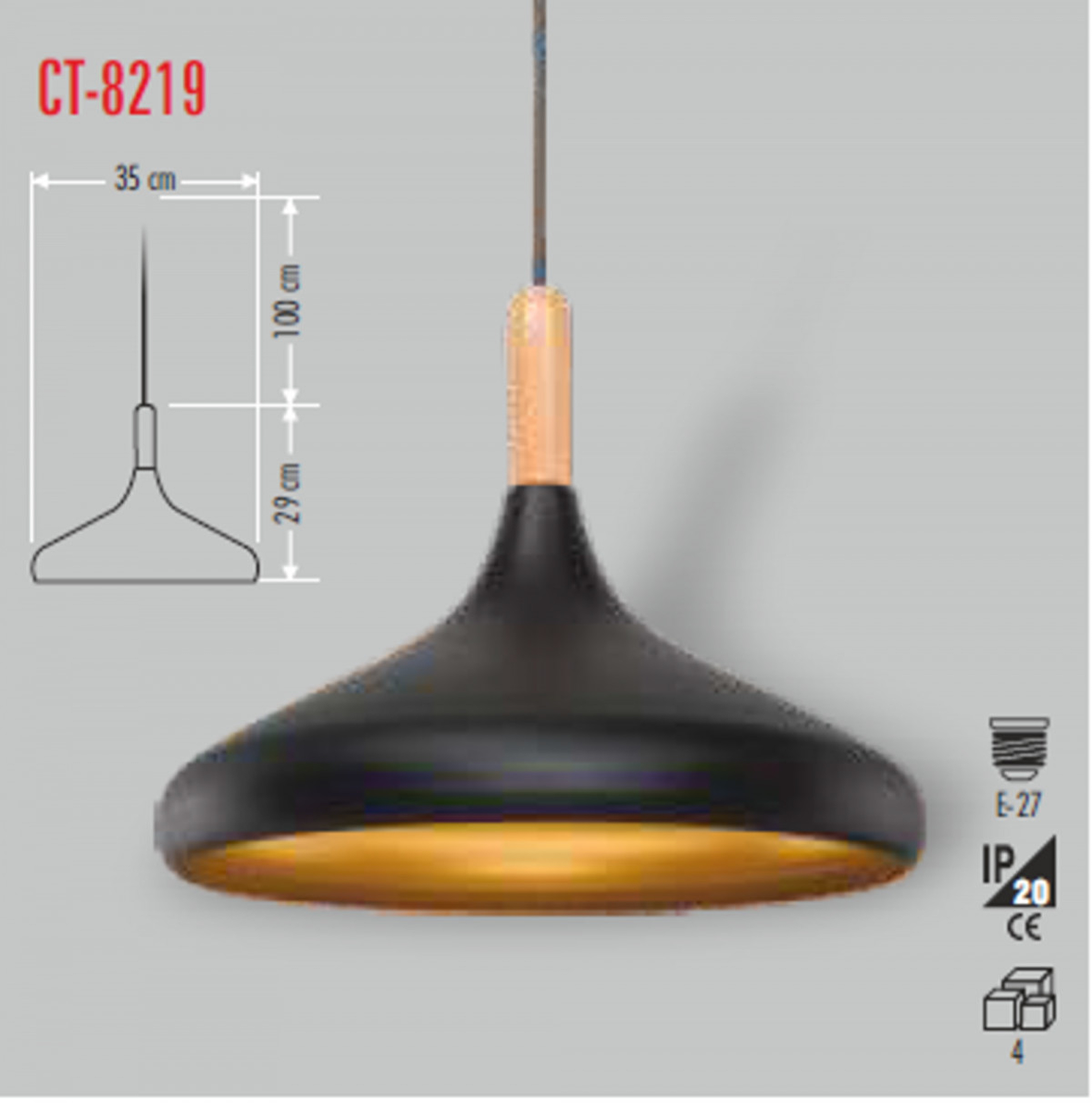 CT-8219 DEKORATİF SARKIT ARMATÜR(AMPULSUZ) CATA