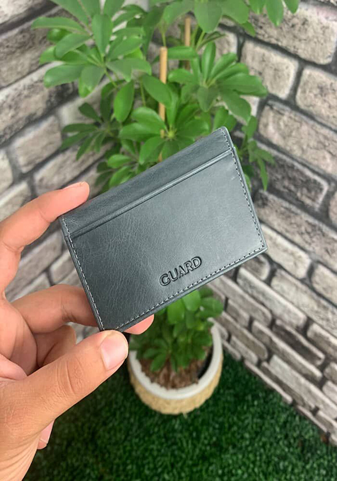Guard Antik Siyah Hakiki Deri Mini Boy Kartlık - GRD250207WT1050