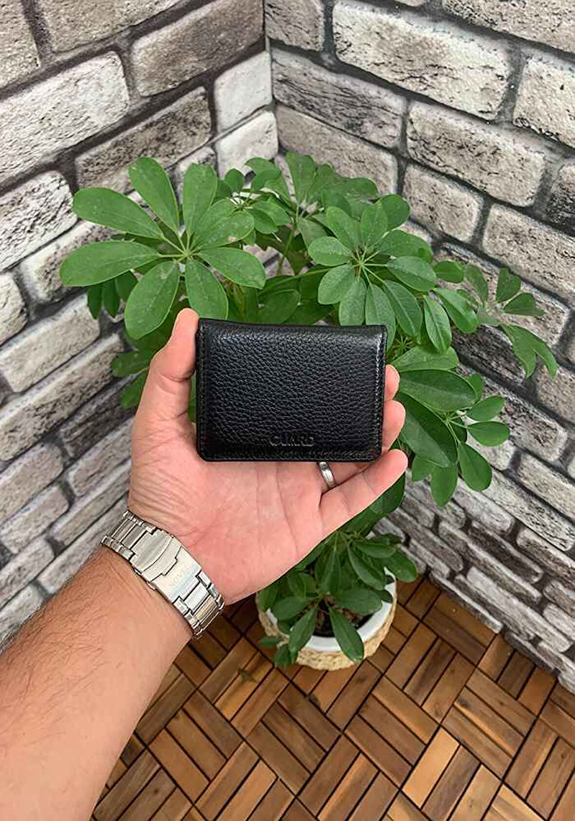 Guard Siyah Hakiki Deri Mıknatıslı Mini Boy Kredi Kartlık/Kartvizitlik - GRD250322WT1064