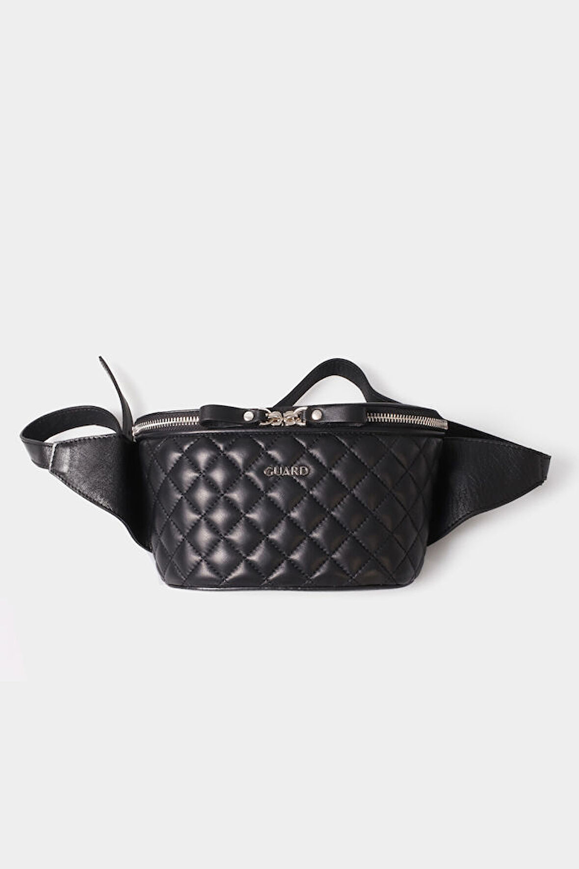 Guard Siyah Hakiki Deri Capitone Baskılı Kuşaklı Unisex Bel Çantası - GRD250816WT255