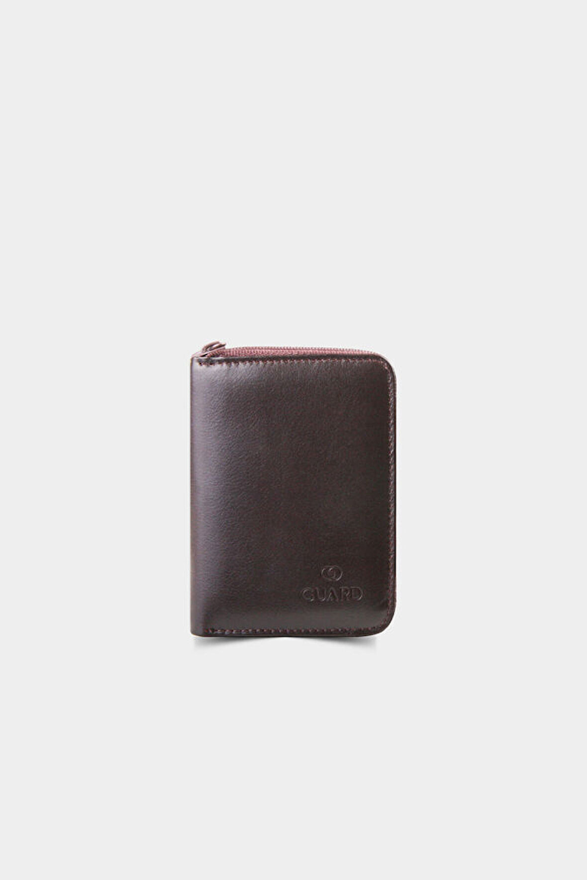 Guard Kahverengi Hakiki Deri Fermuarlı İçi Şeffaf PVC Bölümlü Deri Kredi Kartlık - GRD250902WT581