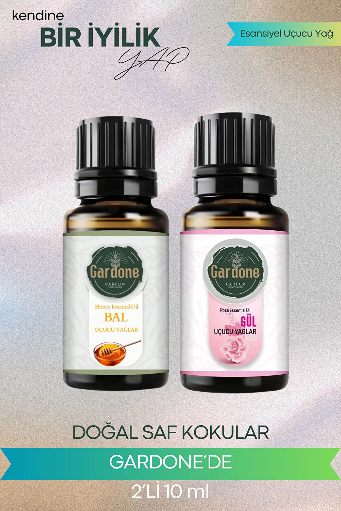 Gül + Bal (Oda Kokusu Aroma Terapi Buhurdanlık/Difüzör Yağı) Set 2 Adet x 10 ml