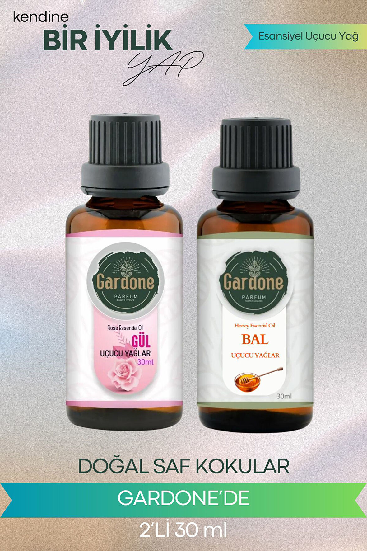 Gül + Bal (Oda Kokusu Aroma Terapi Buhurdanlık/Difüzör Yağı) Set 2 Adet x 30 ml