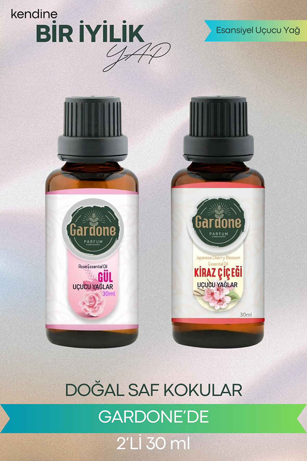 Gül + Kiraz Çiçeği (Oda Kokusu Aroma Terapi Buhurdanlık/Difüzör Yağı) Set 2 Adet x 30 ml