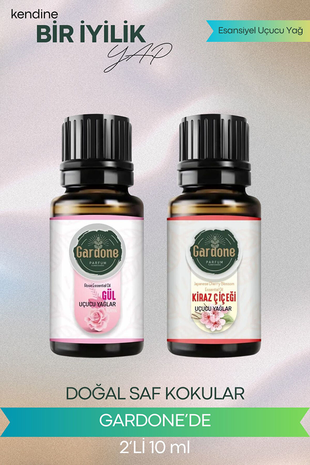 Gül + Kiraz Çiçeği (Oda Kokusu Aroma Terapi Buhurdanlık/Difüzör Yağı) Set 2 Adet x 10 ml