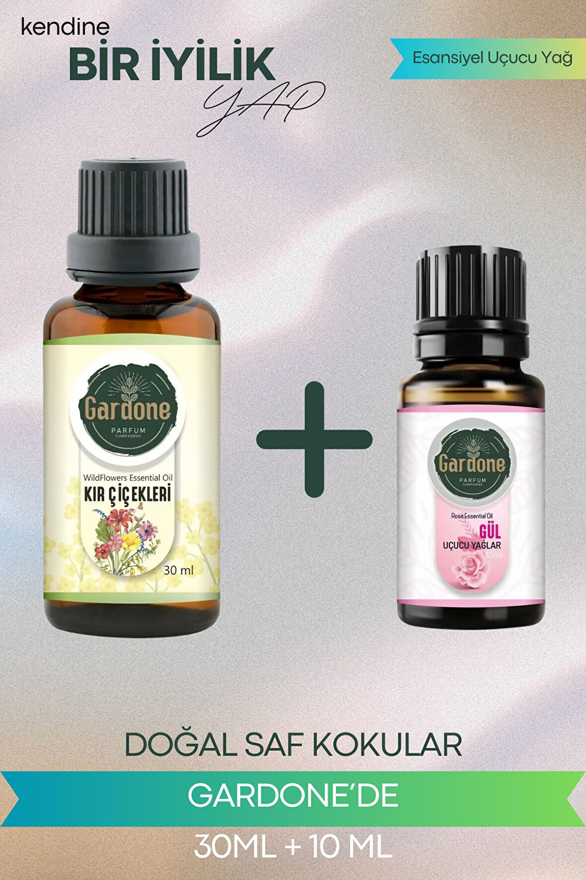 Kır Çiçeği 30 ml + Gül 10 ml (Oda Kokusu Aroma Terapi Buhurdanlık/Difüzör Yağı) Set 2 Adet