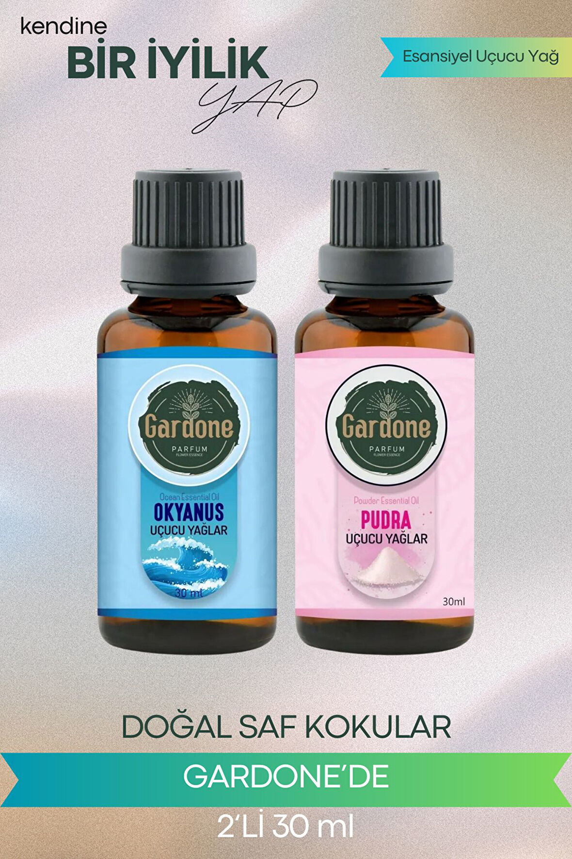 Okyanus + Pudra (Oda Kokusu Aroma Terapi Buhurdanlık/Difüzör Yağı) Set 2 Adet x 30 ml