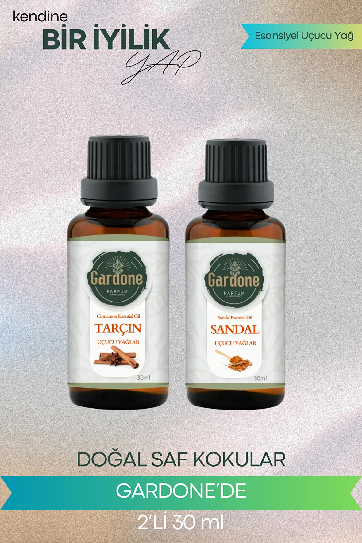 Sandal + Tarçın (Oda Kokusu Aroma Terapi Buhurdanlık/Difüzör Yağı) Set 2 Adet x 30 ml