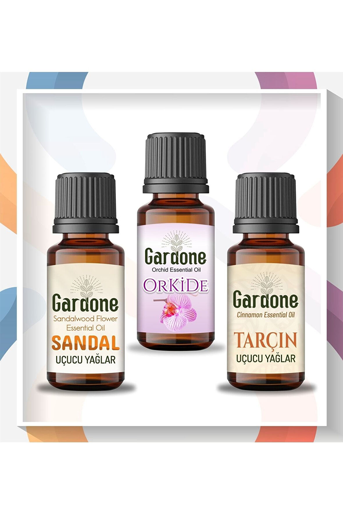 Sandal + Orkide + Tarçın (Oda Kokusu Aroma Terapi Buhurdanlık/Difüzör Yağı) 3 Adet x 10 mll