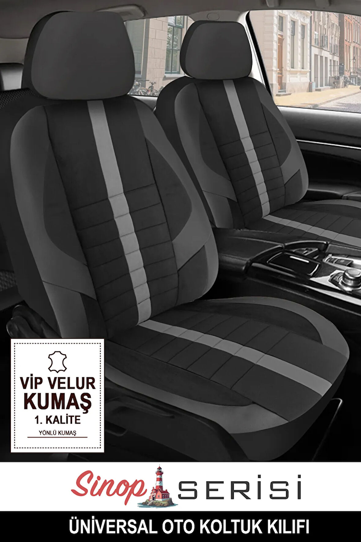 Deutz - Fahr Agroplus  Uyumlu 5 KOLTUK TAM SET SİNOP SERİSİ VELUR KUMAŞ OTO KOLTUK KILIFI KOKMA TERLETME YAPMAZ SİYAH