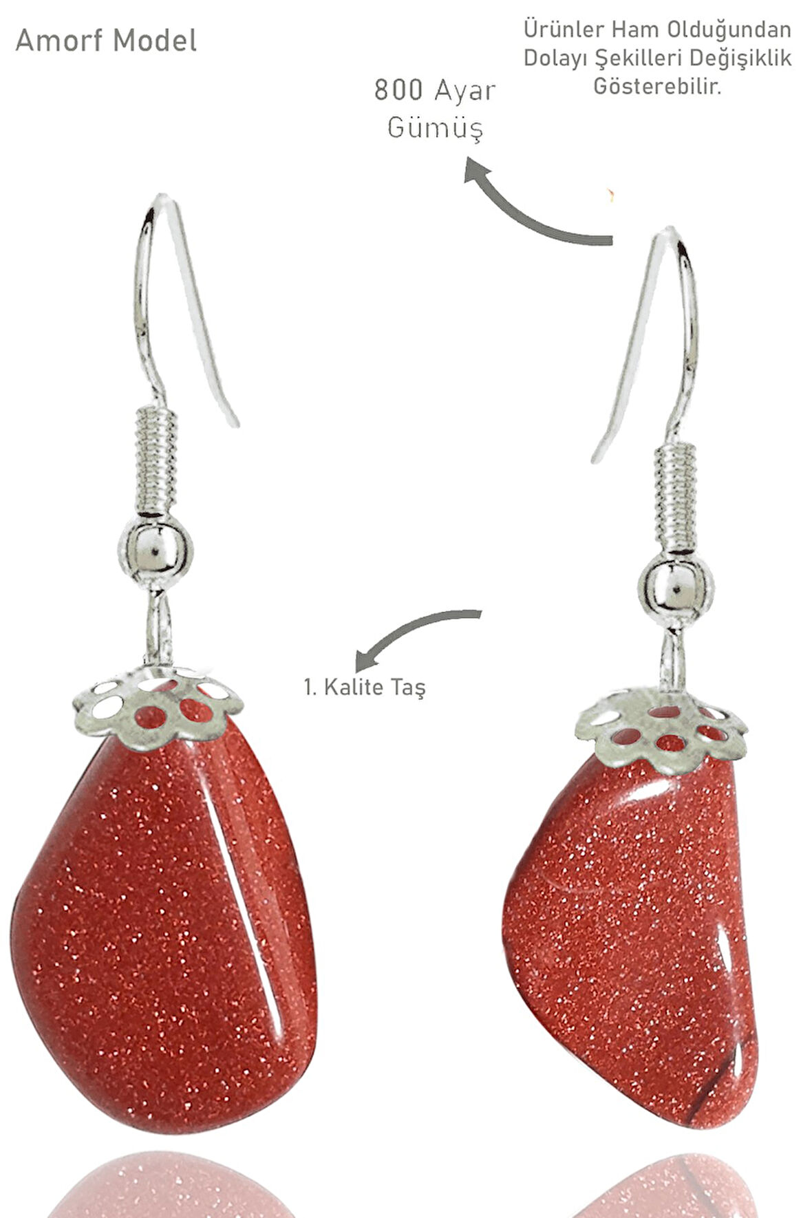 Sertifikalı Amorf Model Ham Kahverengi Yıldız Taşı Küpe