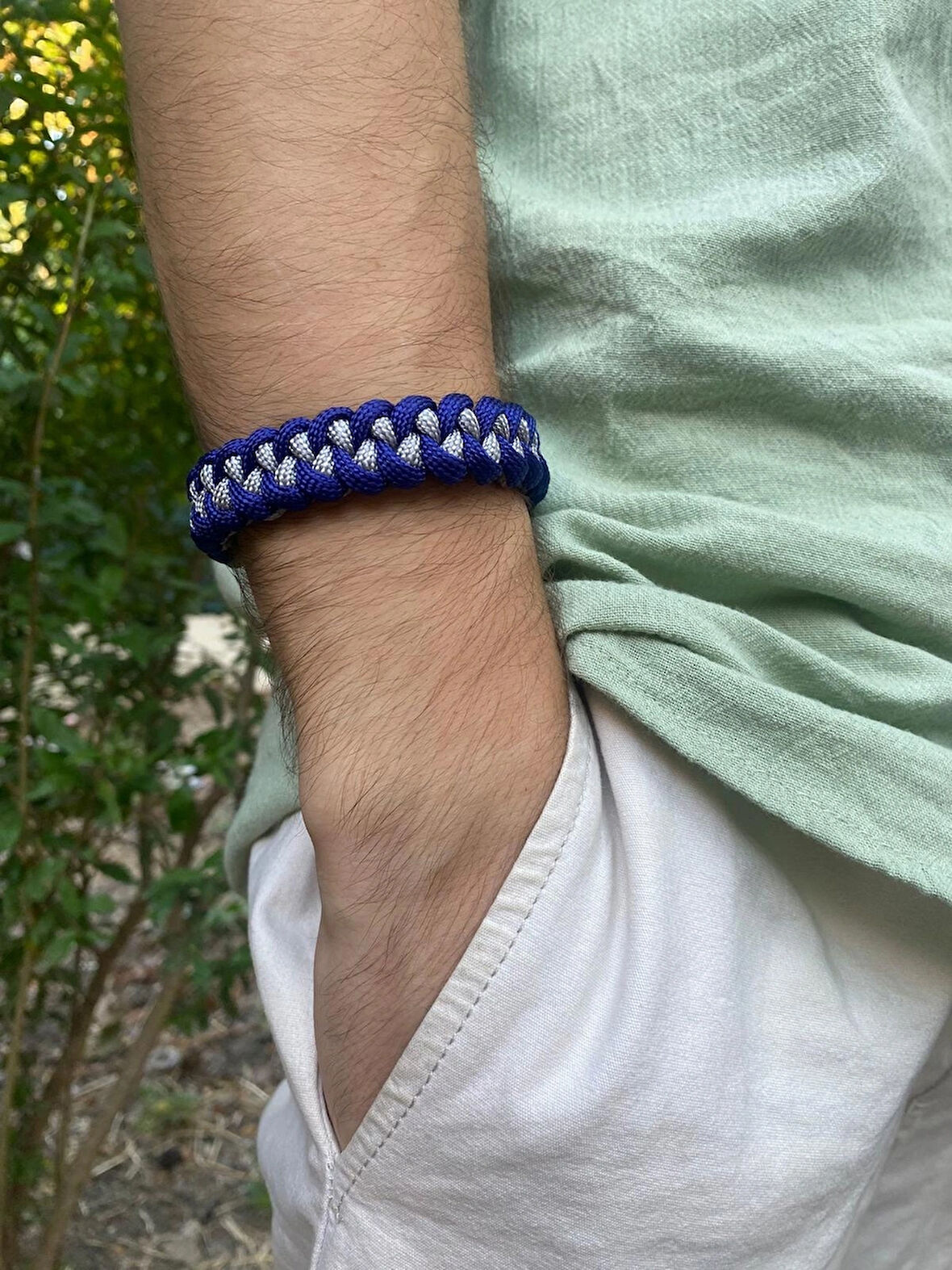 PARACORD BİLEKLİK GRİ-LACİVERT SHARK MODELİ
