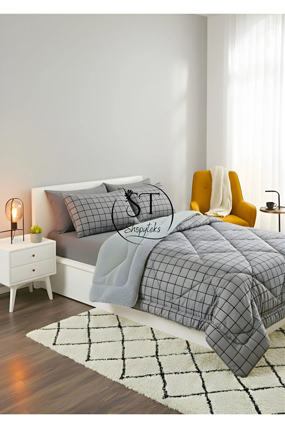 Çift kişilik Kare Welsoft Uyku Seti Çift Taraflı 195x215