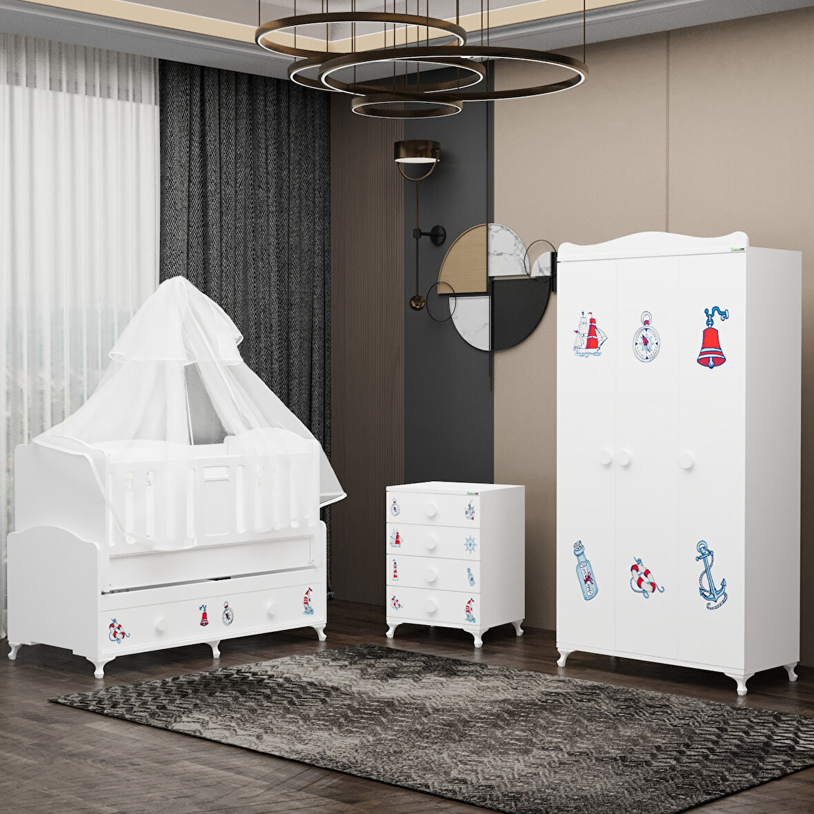 Garaj Home Defne Denizci Yıldız 3 Bebek Odası Yatak ve Uyku Setili-