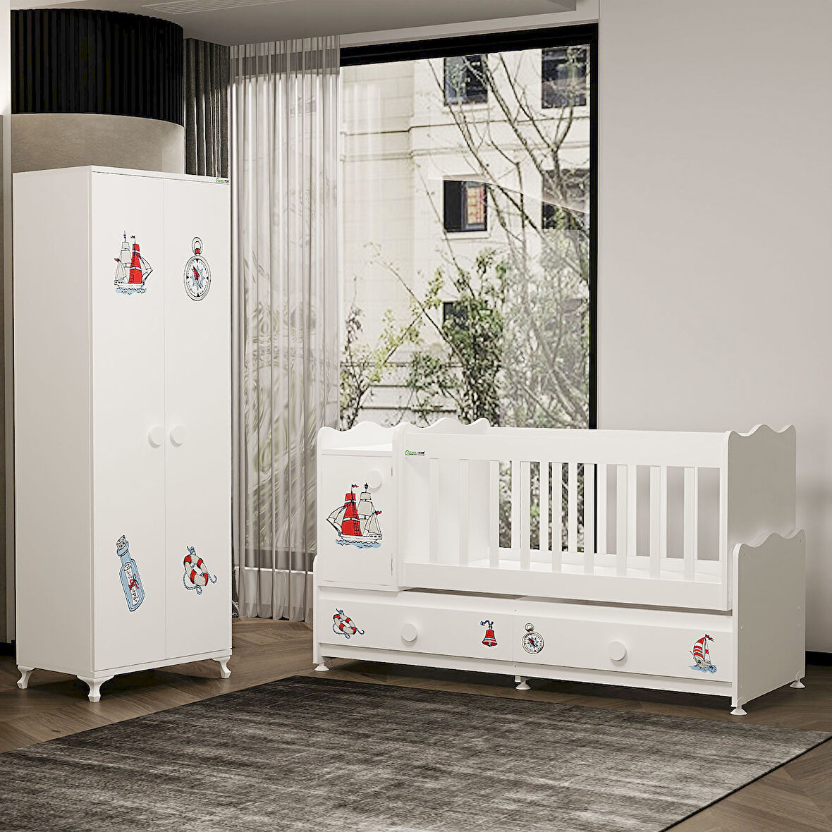 Garaj Home Pırlanta Denizci Beşik Yıldız 2 Dolap-
