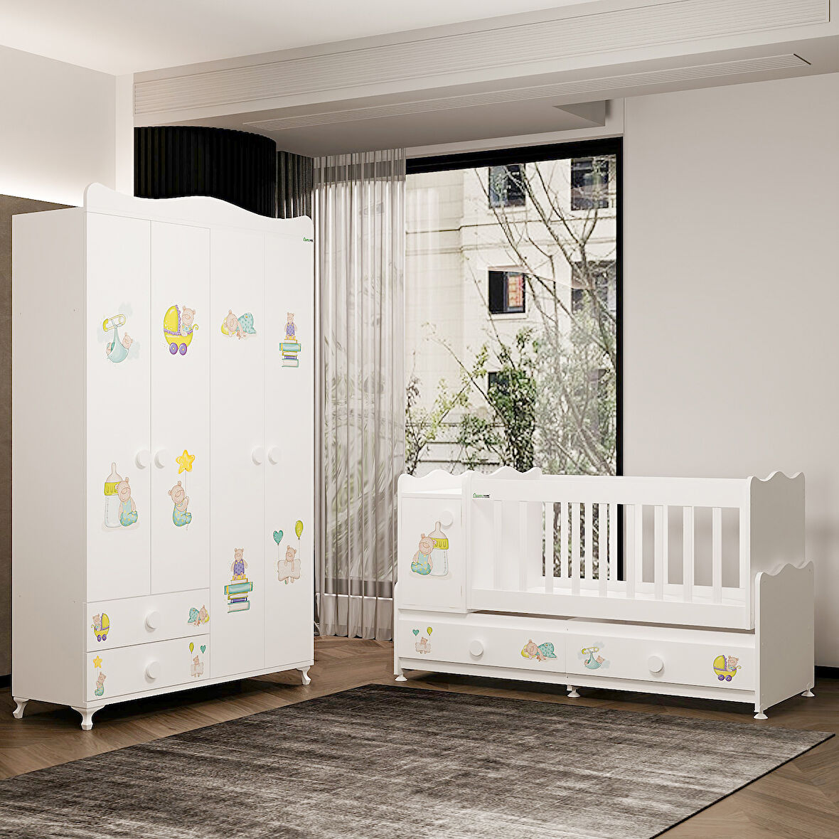 Garaj Home Pırlanta Ayıcık Beşik Yıldız 4 Dolap-
