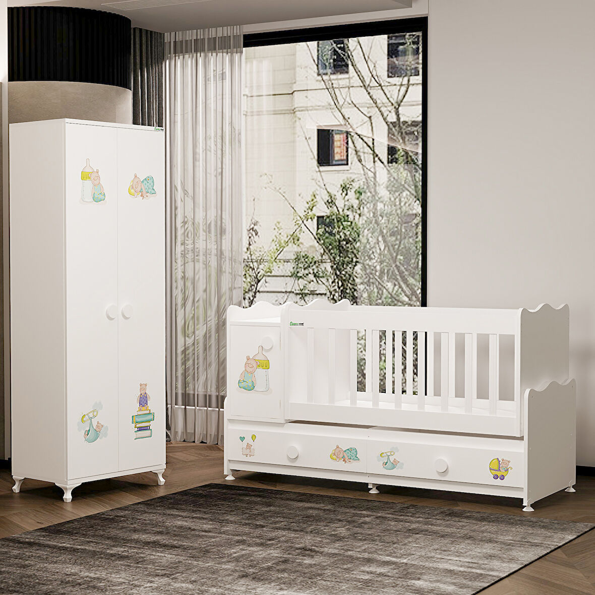 Garaj Home Pırlanta Ayıcık Beşik Yıldız 2 Dolap-