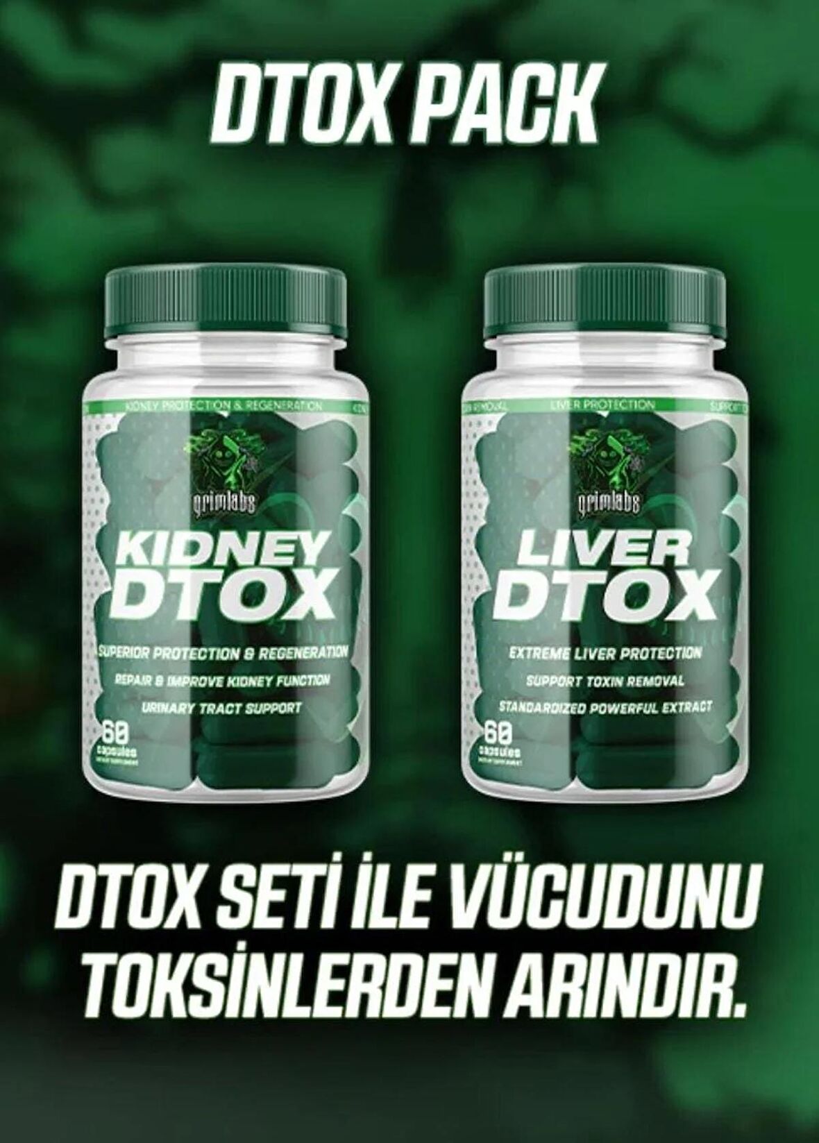 GRİMLABS DTOX PACK KİDNEY DTOX - LİVER DTOX LİV52 + CYSTONE SET