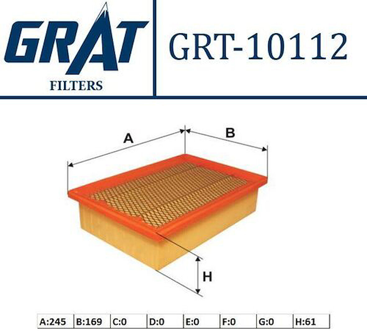 Grat 10112 Hava Filtresi Alfa Romeo 145-146-155-156 1.4L 1.6 1.6L 1.8I 1.9 JTD 96-01-Brava-Bravo-Marea 95-01 1.6 16V 2.0 20V 46520658