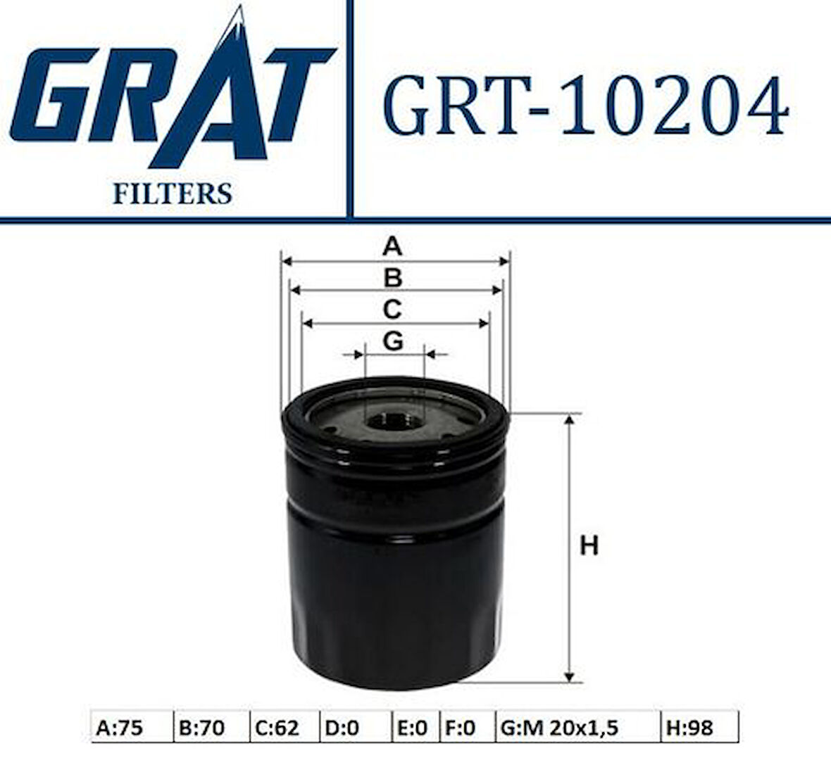 Grat 10204 Yağ Filtresi SLX-Albea -Palio-Tempra Uno 5984044