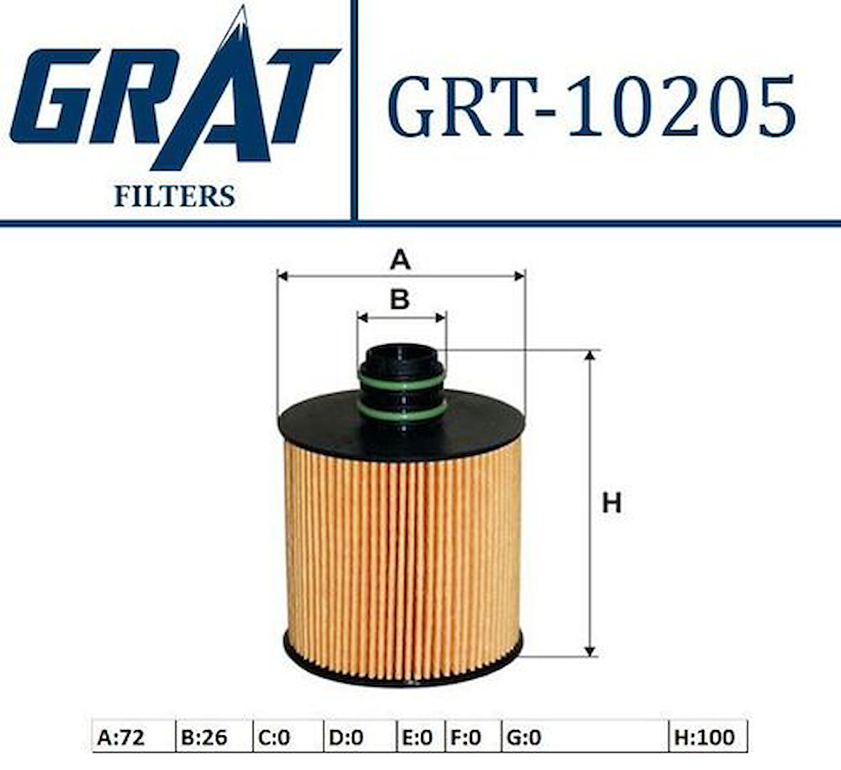 Grat 10205 Yağ Filtresi Bravo 1.6Jtd 2008-\Doblo 1.6Jtd-2.0 Jtd 2010-\Freemont 2.0 Jtd 2011-\500×1.6Jtd-2.0 Jtd 2014-\Ducato 2.0 Jtd 2011-\Egea 1.6 Mtj-Combo 1.6Cdtı 2012-\Suzukı Vıtara 1.6Ddıs 2014