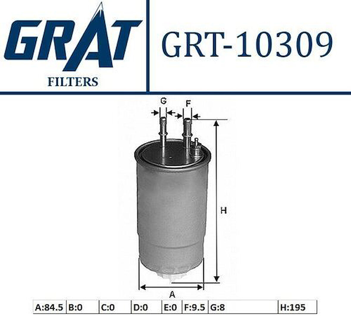 Grat 10309 Yakıt Filtresi Ducato 2.3D 2.0 D 11-Jumper 3.0HDI 11-Boxer 11 Euro 4 77366565