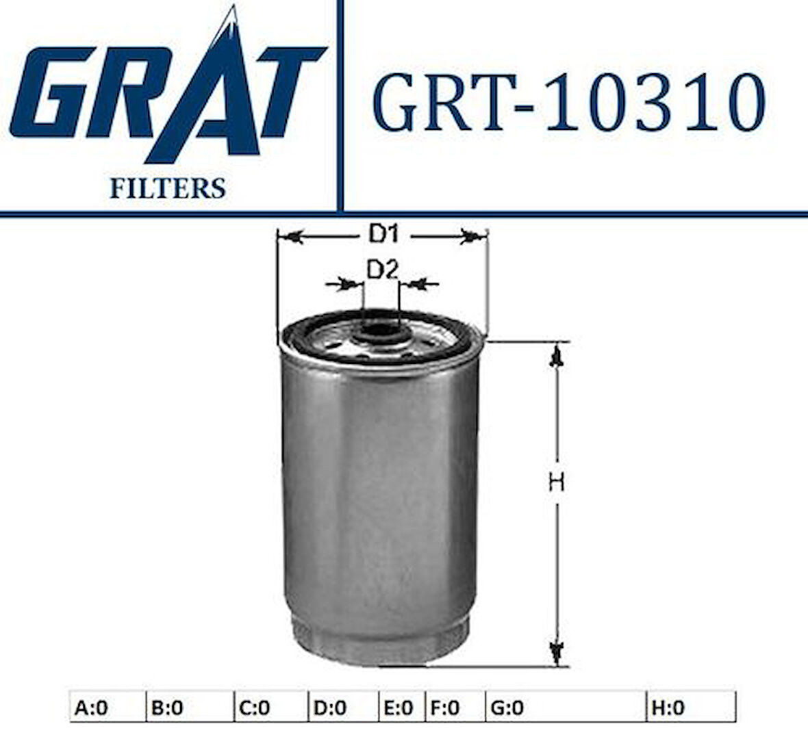 Grat 10310 Mazot Filtresi Ducato 1.9D-1.9 Td-2.4D-2.4 Td 82-02-Punto 1.7D-1.7Td 94-00-Transıt 2.4D-Boxer-Jumper 2.5D Td-Accent-Era 07>09-Accent 03>06 Admıre 1.5 Crdı-Matrıx 05-10 Crdı-Getz 03-Crdı-Sta